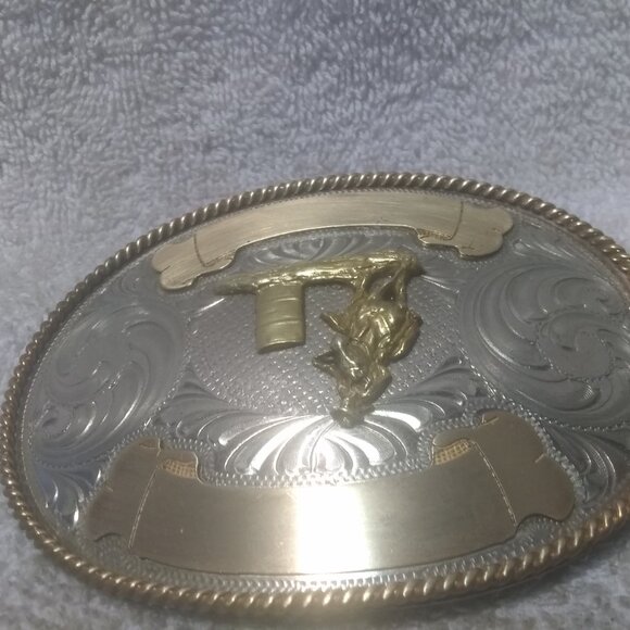 Montana Silversmiths Barrel Racing Trophy Belt Buckle Rodeo Cowgirl Nickel Nice main image 5
